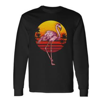 Retro Vintage Flamingo V2 Long Sleeve T-Shirt - Monsterry CA