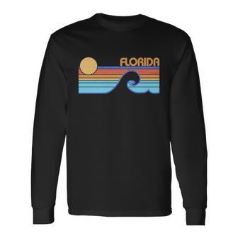 Retro Vintage Florida Sunset Wave Long Sleeve T-Shirt - Monsterry