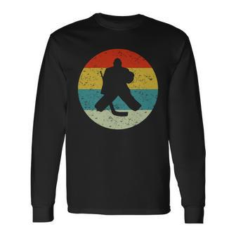 Retro Vintage Ice Hockey Goal Keeper Long Sleeve T-Shirt - Monsterry UK