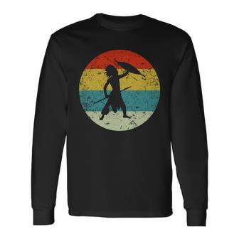Retro Vintage Indian Warrior Long Sleeve T-Shirt - Monsterry