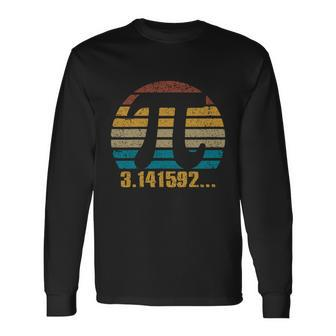 Retro Vintage Pi Day 314 Silhouette Symbol Pi Math Geek Long Sleeve T-Shirt - Monsterry