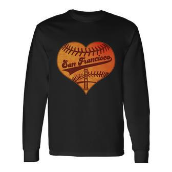 Retro Vintage San Francisco Baseball Heart Long Sleeve T-Shirt - Monsterry CA