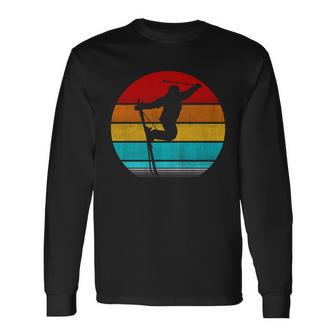 Retro Vintage Skiing V3 Long Sleeve T-Shirt - Monsterry