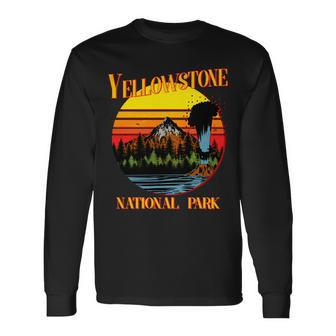 Retro Yellowstone National Park Tshirt Long Sleeve T-Shirt - Monsterry