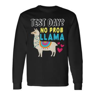 Rock The Test Day Llama Teacher Exam Testing Teaching Long Sleeve T-Shirt - Seseable
