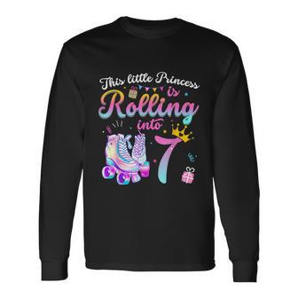 Roller Skate 7Th Birthday Shirt 7 Year Old Girl Party Outfit Long Sleeve T-Shirt - Monsterry