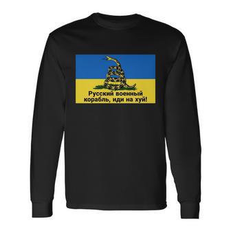 Russian Warship Go Fuck Yourself Shirt Snake Ukrainian Flag Tshirt Long Sleeve T-Shirt - Monsterry UK