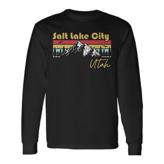 Salt Lake City Utah Roots Hometown Vintage Home State Pride Men Women Long Sleeve T-Shirt T-shirt Graphic Print - Thegiftio UK