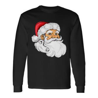 Santa Claus Head Tshirt Long Sleeve T-Shirt - Monsterry UK