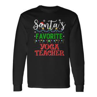 Santas Favorite Yoga Teacher Matching Xmas Pajamas Men Women Long Sleeve T-Shirt T-shirt Graphic Print - Thegiftio UK