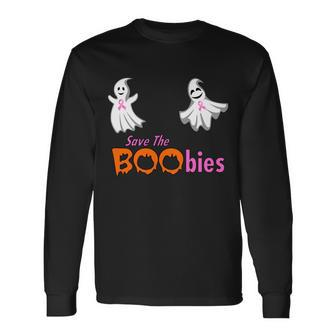 Save The Boobies Halloween Ghost Long Sleeve T-Shirt - Thegiftio UK