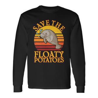 Save The Floaty Potatoes Manatee Tshirt Long Sleeve T-Shirt - Monsterry