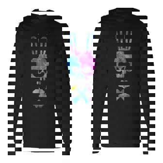 Scary Skull And Crossbones Bad Rabbit Horror Bunny Tie Dye Men Women Long Sleeve T-Shirt T-shirt Graphic Print - Thegiftio