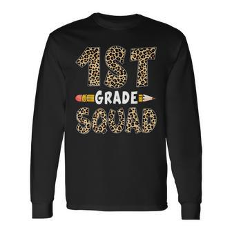 Back To School 1St Grade First Grade Squad Leopard Teacher Long Sleeve T-Shirt - Seseable