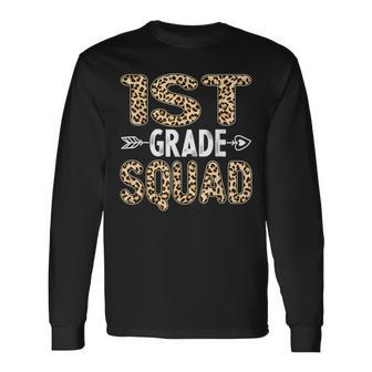 Back To School First Grade 1St Grade Leopard Squad Teacher Long Sleeve T-Shirt - Seseable
