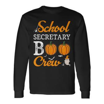School Secretary Boo Crew Halloween School Office Squad Long Sleeve T-Shirt - Seseable
