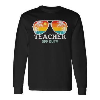 School Teacher Off Duty Sunglasses Beach Sunset Summer Long Sleeve T-Shirt - Seseable