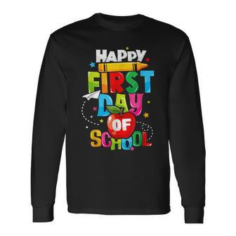 Back To School Teachers Child Happy First Day Of School Long Sleeve T-Shirt - Seseable