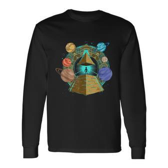 Sci Fi Ufo Abduction Pyramids Ancient Egypt Science Alien Long Sleeve T-Shirt - Monsterry UK