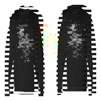 Sea Turtle Christmas Lights Santa Hat Merry Christmas Long Sleeve T-Shirt - Thegiftio