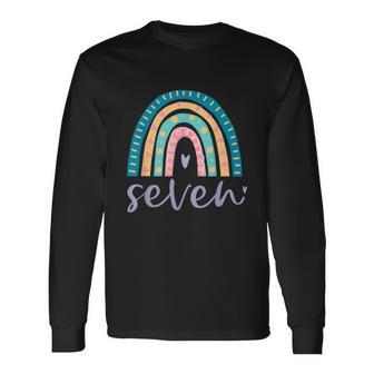 Seven Year Old Rainbow Birthday For Girls 7Th Bday Long Sleeve T-Shirt - Monsterry