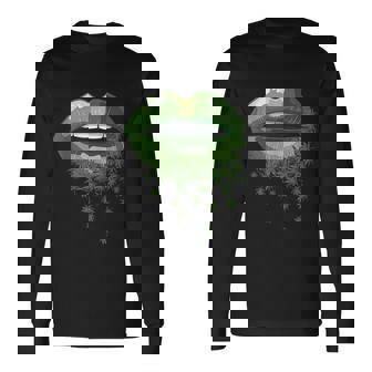 Sexy 420 Lips Cannabis Marijuana Weed Long Sleeve T-Shirt - Thegiftio
