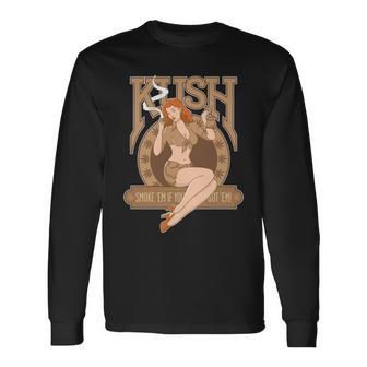 Sexy Lady Kush Smoke Marijuana Tshirt Long Sleeve T-Shirt - Monsterry