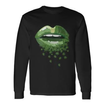 Sexy Lips 420 Cannabis Marijuana Weed Picture Long Sleeve T-Shirt - Thegiftio UK