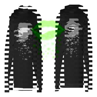 Sexy Lips Cannabis Marijuana Weed V2 Long Sleeve T-Shirt - Thegiftio