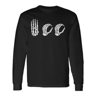 Skeleton Hand Asl Halloween American Sign Language Men Women Long Sleeve T-Shirt T-shirt Graphic Print - Thegiftio UK