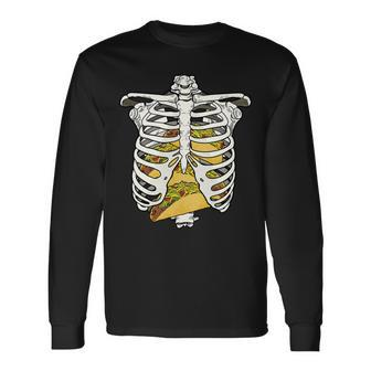 Skeleton Rib Cage Filled With Tacos Tshirt Long Sleeve T-Shirt - Monsterry DE