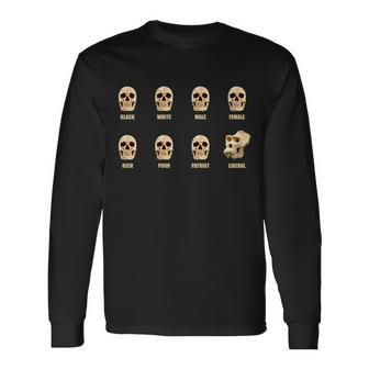 Skulls Of Modern America Liberal Monkey Skull Tshirt Long Sleeve T-Shirt - Monsterry CA