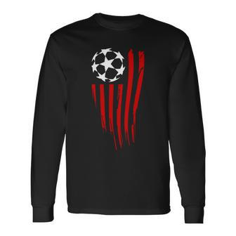 Soccer Ball American Flag Long Sleeve T-Shirt - Monsterry