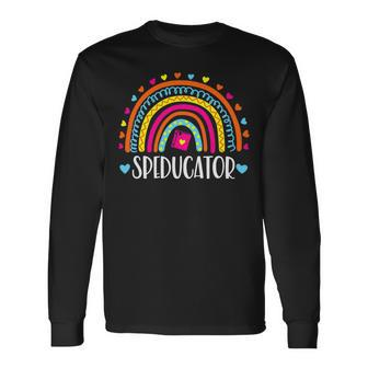 Speducator Rainbow Heart Special Education Teacher Sped Ed Long Sleeve T-Shirt - Seseable