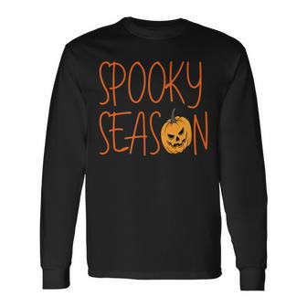 Spooky Season Cute Halloween Fall Season Long Sleeve T-Shirt - Seseable