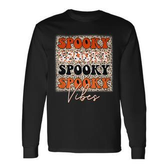 Spooky Vibes Halloween Spooky Leopard Pattern Autumn Long Sleeve T-Shirt - Thegiftio UK