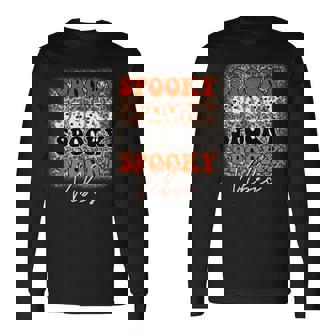 Spooky Vibes Leopard Easy Diy Halloween Costume Retro Long Sleeve T-Shirt - Seseable