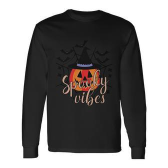 Spooky Vibes Pumpkin Halloween Quote V2 Long Sleeve T-Shirt - Monsterry