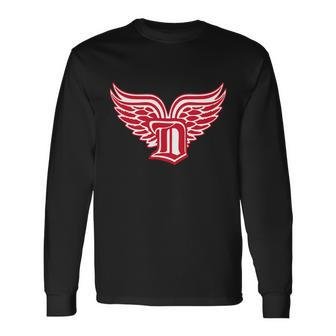 Sporty Detroit Fan Old English D With Wings Long Sleeve T-Shirt - Thegiftio UK