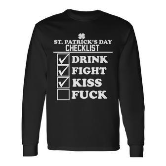 St Patricks Day Checklist Dirty Long Sleeve T-Shirt - Monsterry DE
