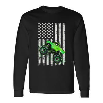 St Patricks Day Monster Truck American Flag Boy Kid Toddlers Long Sleeve T-Shirt - Thegiftio