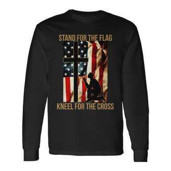 Stand For The Flag Kneel For The Cross Long Sleeve T-Shirt - Monsterry DE