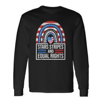 Stars Stripes &Amp Equal Rights Rainbow American Flag Feminist Long Sleeve T-Shirt T-Shirt | Mazezy