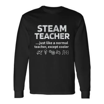 Steam Teacher Definition Science Technology Engineering Math V2 Long Sleeve T-Shirt - Thegiftio UK