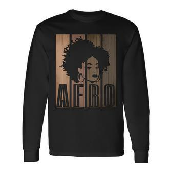 Strong Black Afro Girl African American Melanin Afro Queen V2 Long Sleeve T-Shirt - Seseable