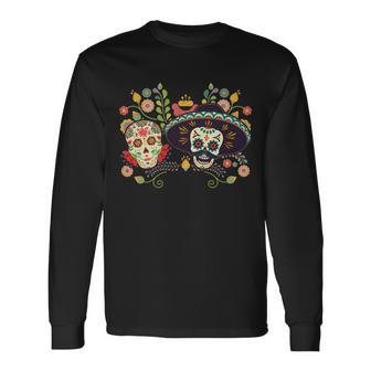 Sugar Skulls Day Of The Dead Long Sleeve T-Shirt - Monsterry AU
