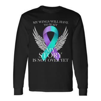 Suicide Prevention Angel Wings Ribbon Long Sleeve T-Shirt - Monsterry DE