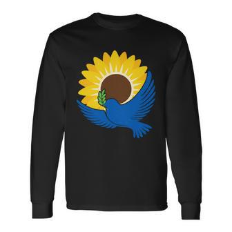Sunflower Peace Dove Stand With Ukraine End The War Tshirt Long Sleeve T-Shirt - Monsterry DE