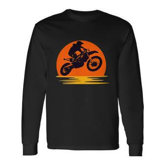 Sunset Dirt Bike Rider Long Sleeve T-Shirt - Monsterry