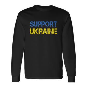 Support Ukrainians Flag Vintage Ukraine Ukrainian Flag Pride Tshirt Long Sleeve T-Shirt - Monsterry AU